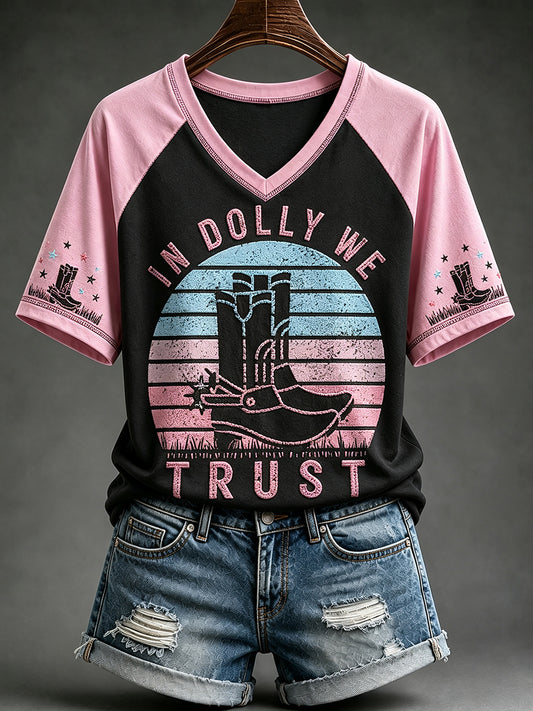 Women's In We Trust Print Memorial Short-sleeved T-shirt