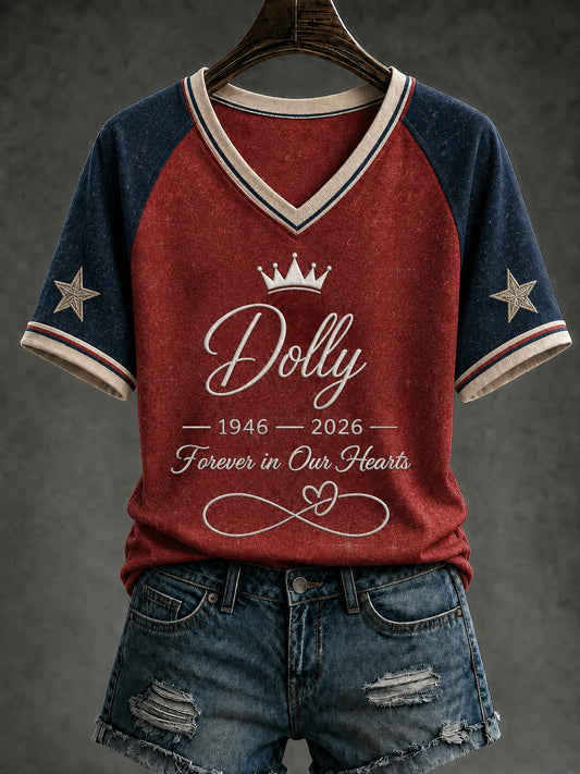 Women's Printed V-neck T-shirt