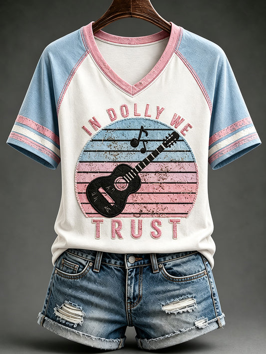 Women's In We Trust Print Memorial Short-sleeved T-shirt