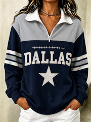 Women's Football Gameday Gift For Football Fans Casual Zip Up Sweatshirt