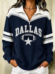 Women's Football Gameday Gift For Football Fans Casual Zip Up Sweatshirt