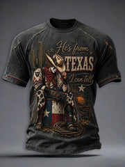 Men's Texas Halloween Print Short Sleeve T-shirt