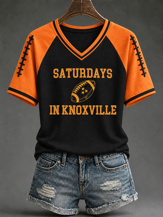 Women's Game Day Football Print Casual T-shirt