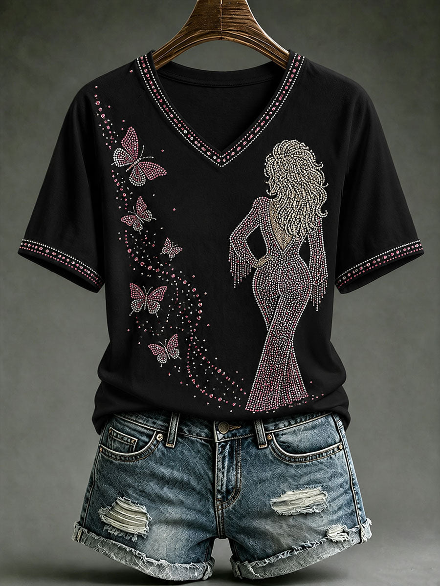 Women's Rip Country Music Queen Printed Short-sleeved T-shirt