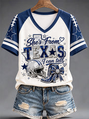 Women's Football Gameday Gift For Football Fans Casual V-Neck Tee