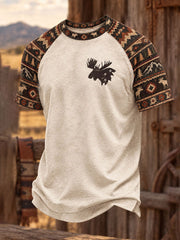 Men's Retro Western Print Short Sleeve T-shirt