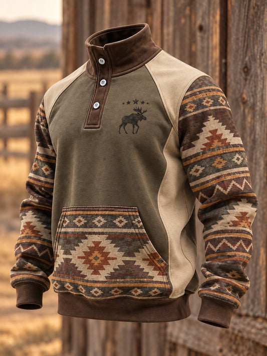 Men's Retro Western Printed Sweatshirt