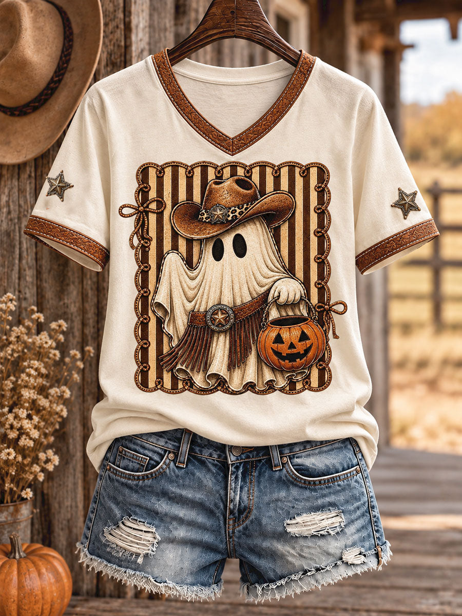 Women's Western Halloween Art Printed T-shirt