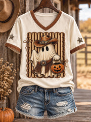 Women's Western Halloween Art Printed T-shirt