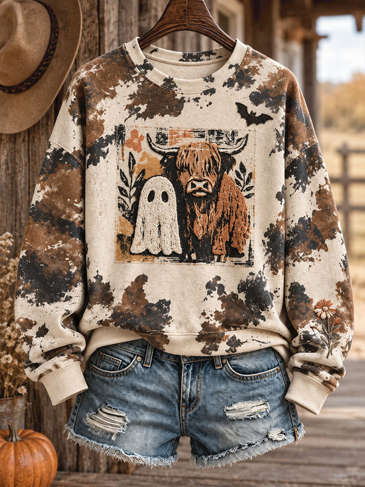 Women's Western Halloween Art Printed Sweatshirt