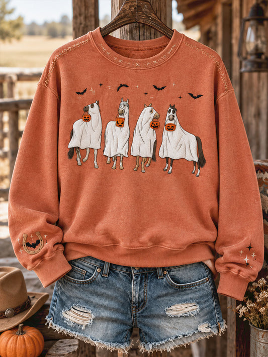 Women's Western Halloween Art Printed Sweatshirt