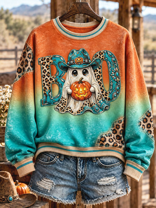 Women's Western Halloween Art Printed Sweatshirt