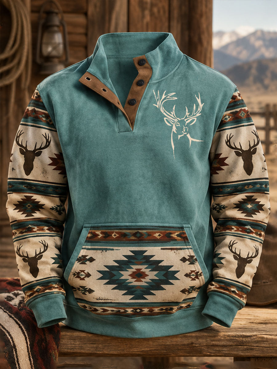 Men's Western Pattern Print Hoodie