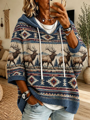 Women's Vintage Western Printed Sweater Hoodie
