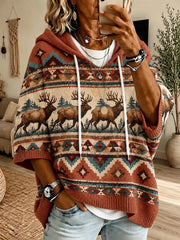 Women's Vintage Western Printed Sweater Hoodie