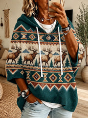 Women's Vintage Western Printed Sweater Hoodie