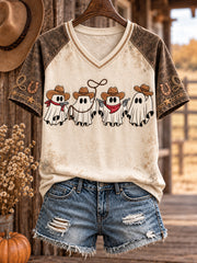 Women's Western Halloween Art Printed T-shirt