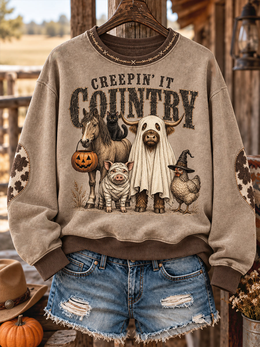 Women's Western Halloween Art Printed Sweatshirt