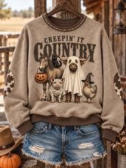 Women's Western Halloween Art Printed Sweatshirt