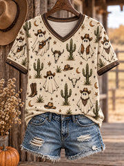 Women's Western Halloween Art Printed T-shirt