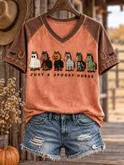 Women's Western Halloween Art Printed T-shirt