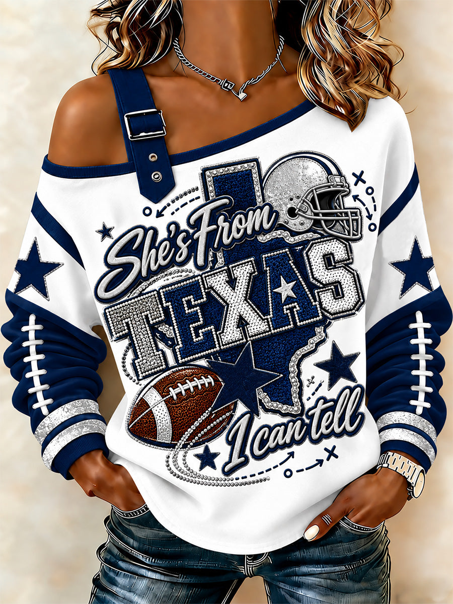 Women's Football Gameday Gift For Football Fans Casual Off-Shoulder Sweatshirt