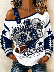 Women's Football Gameday Gift For Football Fans Casual Off-Shoulder Sweatshirt