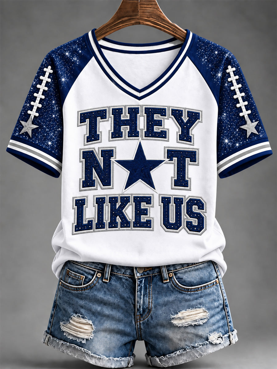 Women's Football Gameday Gift For Football Fans Casual V-Neck Tee