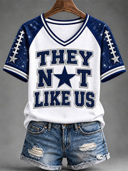 Women's Football Gameday Gift For Football Fans Casual V-Neck Tee
