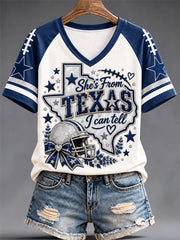 Women's Football Gameday Gift For Football Fans Casual V-Neck Tee