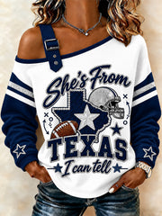 Women's Football Gameday Gift For Football Fans Casual Off-Shoulder Sweatshirt
