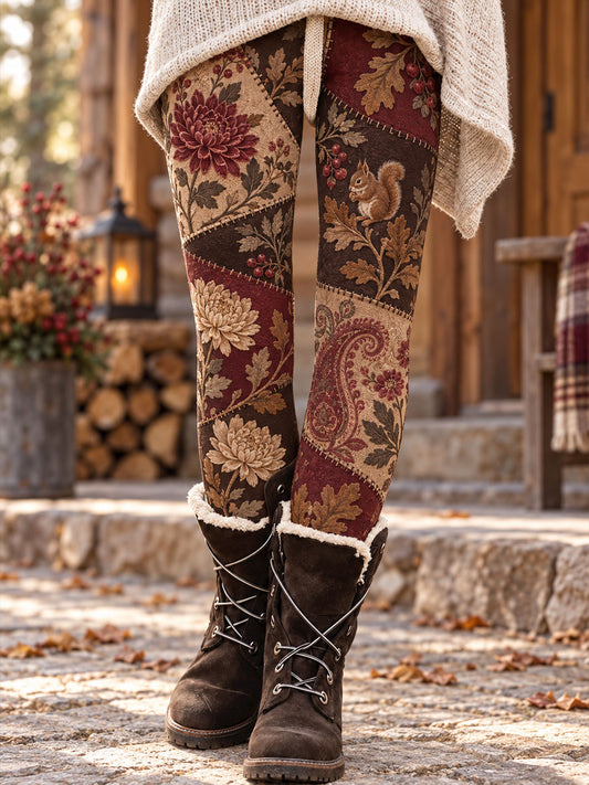 Women's Fall/Winter Floral Art Printed Leggings