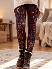 Women's Fall/Winter Cat Art Printed Velvet Leggings