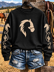 Women's Western Horse Art Regular Sweatshirt