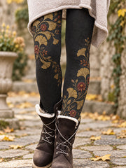 Women's Fall/Winter Floral Art Printed Leggings