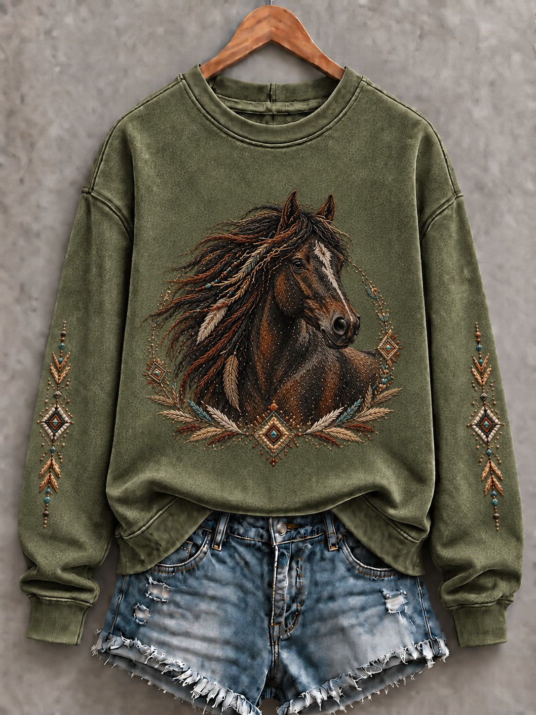 Women's Western Horse Printed Sweatshirt