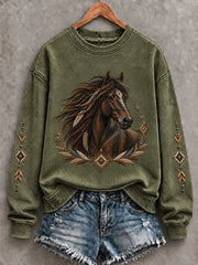 Women's Western Horse Printed Sweatshirt