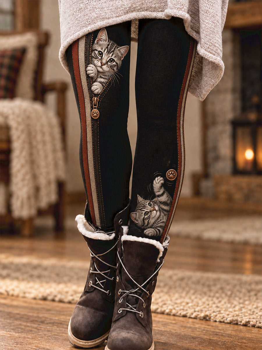 Women's Fall/Winter Animals Floral Art Printed Leggings