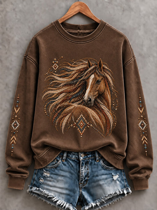 Women's Western Horse Printed Sweatshirt