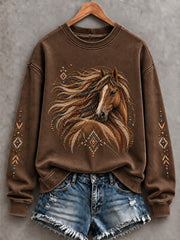 Women's Western Horse Printed Sweatshirt