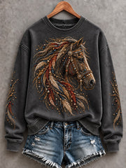 Women's Western Horse Printed Sweatshirt