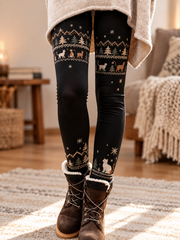 Women's Fall/Winter Cat Printed Velvet Leggings