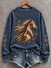 Women's Western Horse Printed Sweatshirt