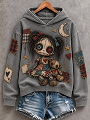 Women's Halloween Art Patchwork Print Casual Hoodie
