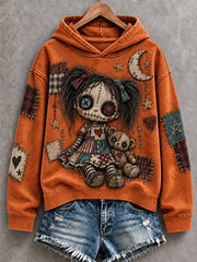 Women's Halloween Art Patchwork Print Casual Hoodie