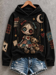 Women's Halloween Art Patchwork Print Casual Hoodie