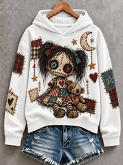 Women's Halloween Art Patchwork Print Casual Hoodie