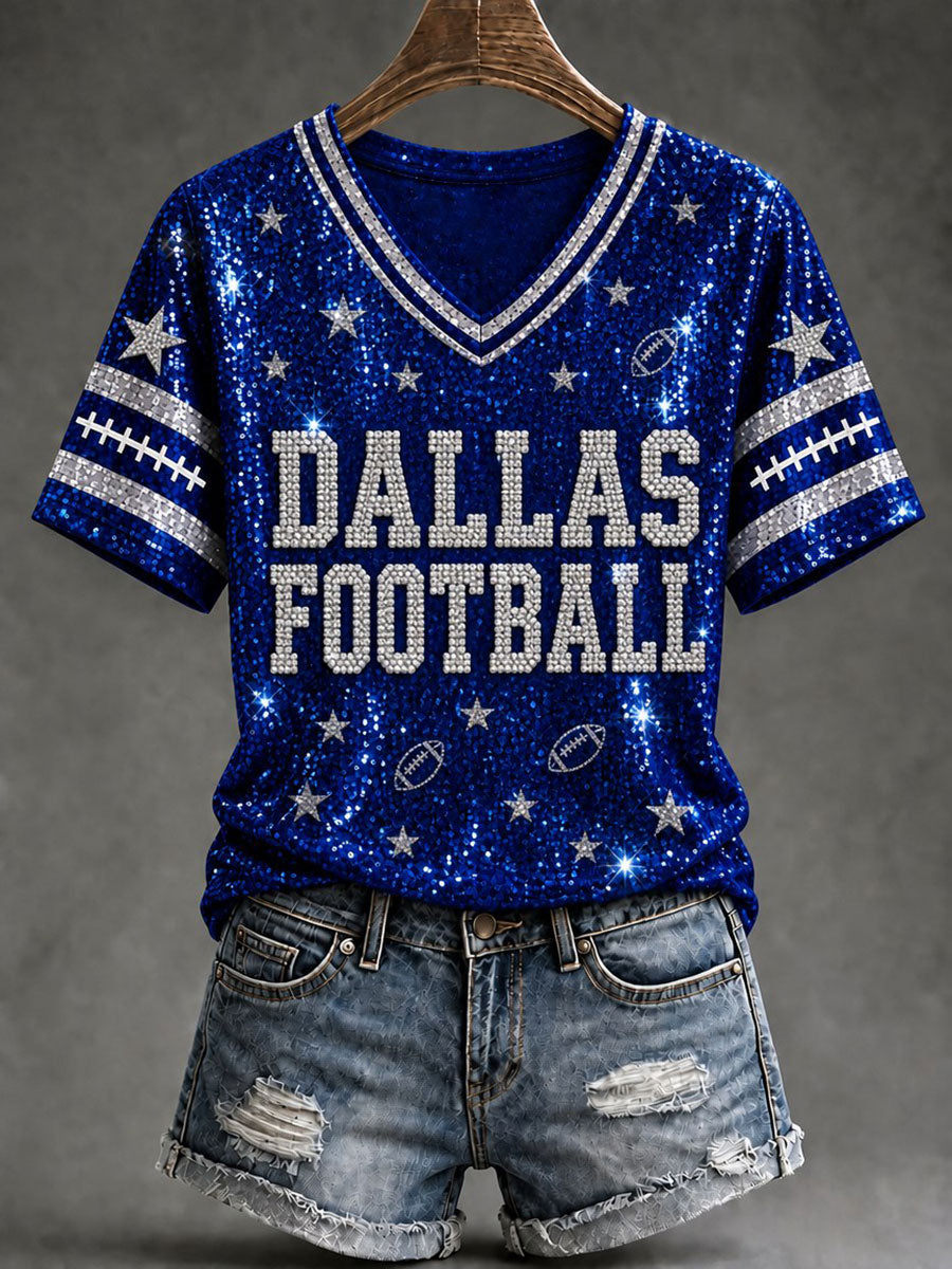 Women's Cowboys Football Fans Lovers Gameday Casual Short-Sleeved T-Shirt