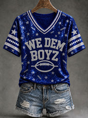 Women's Cowboys Football Fans Lovers Gameday Casual Short-Sleeved T-Shirt