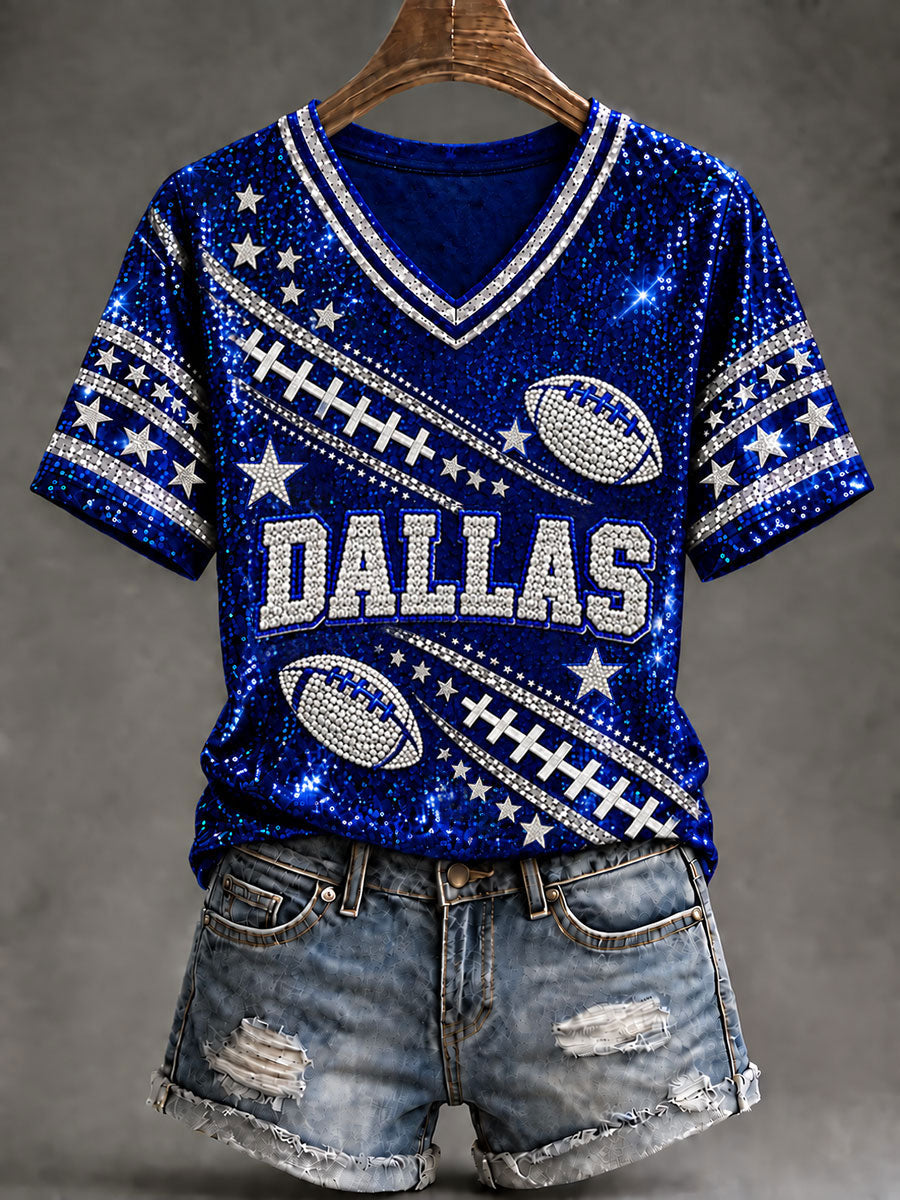 Women's Cowboys Football Fans Lovers Gameday Casual Short-Sleeved T-Shirt